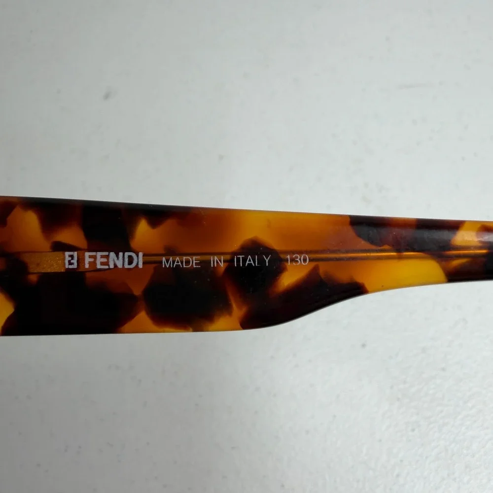 VTG Y2K Fendi Sunglasses FS 118 Tortoise Gold Shield Wrap Made in Italy Vintage
